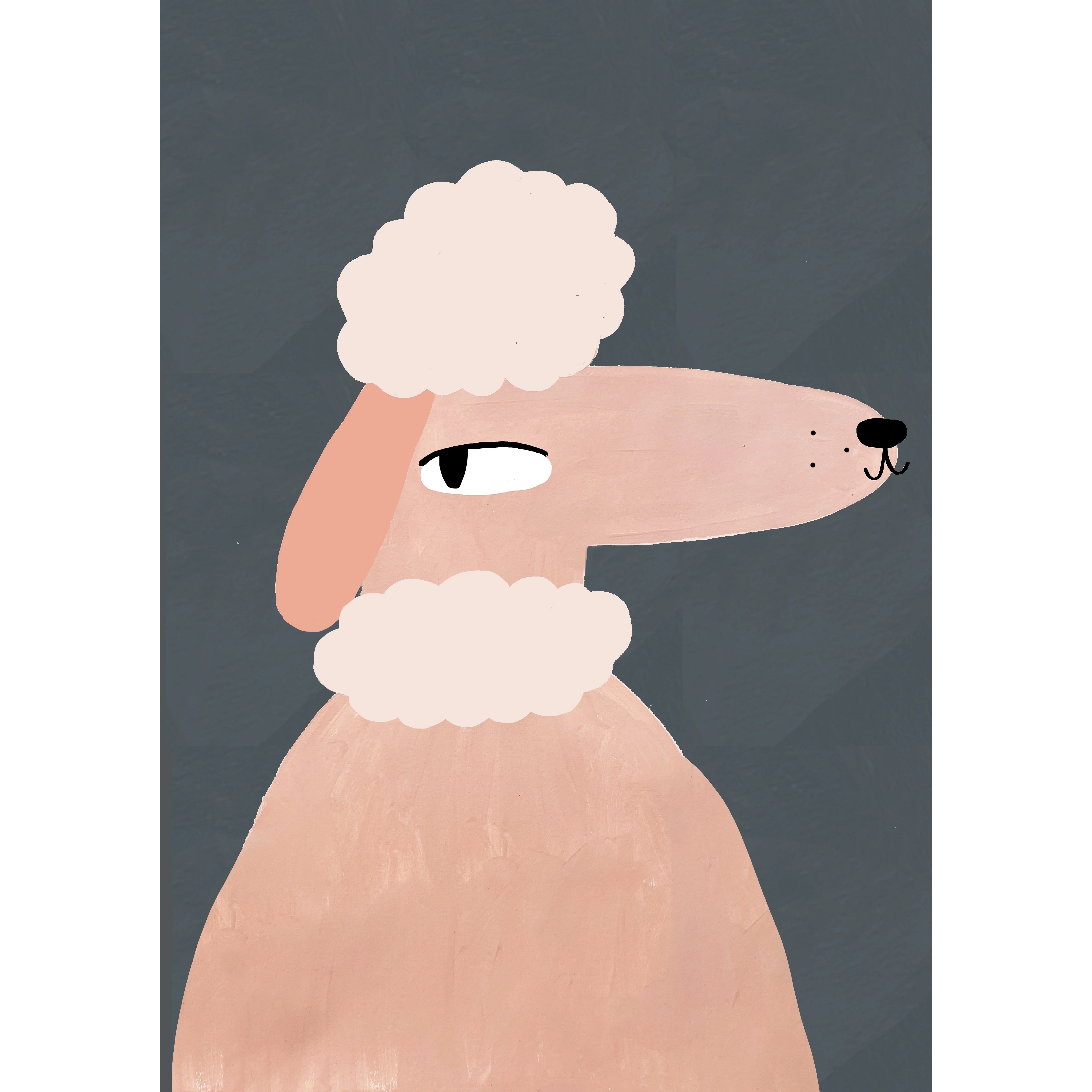 'Mr Poodle' Hand Painted Art Print (Pink/Khaki/Grey/Beige) - Image 4