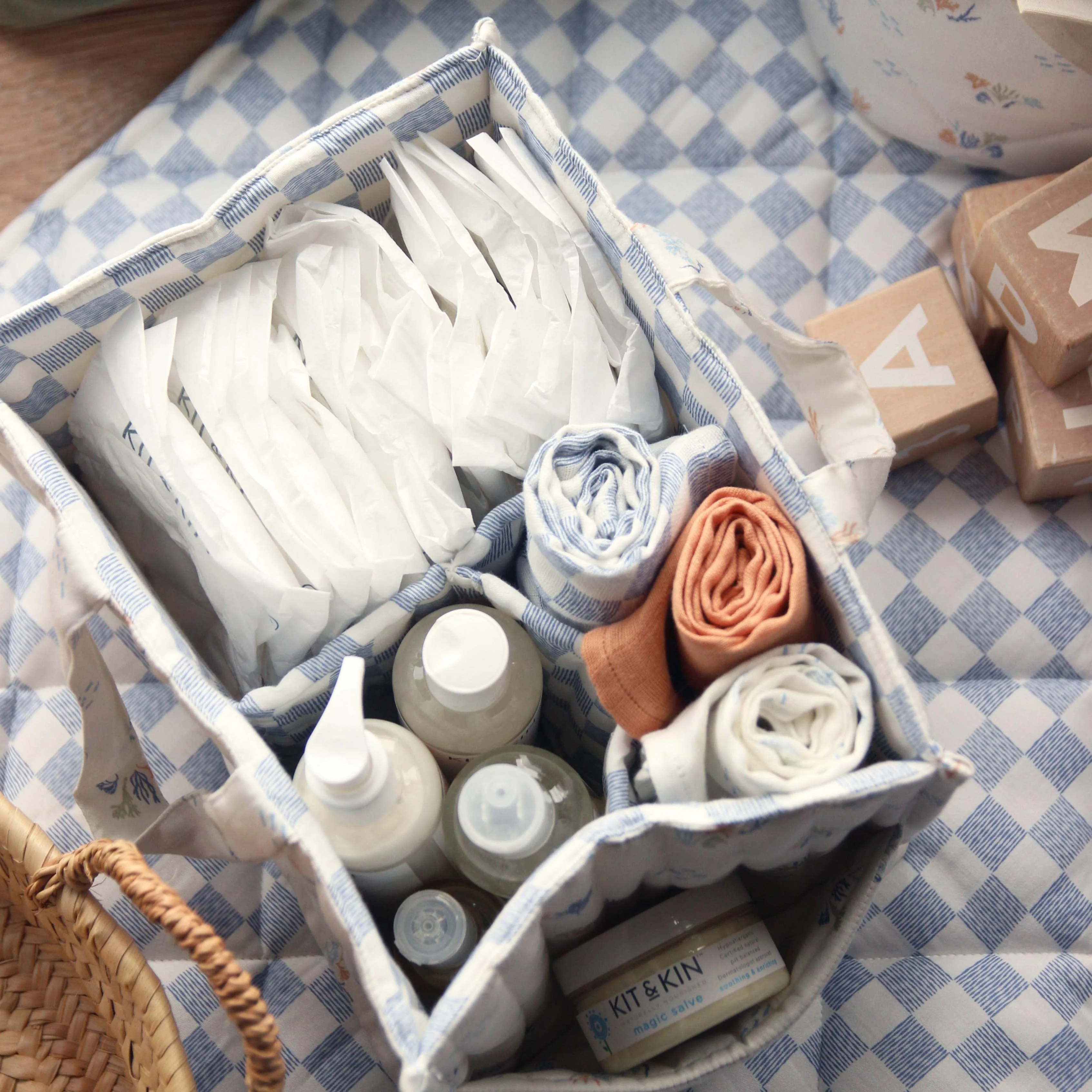 Quilted Nappy Caddy Organiser (Coastline) - Image 3