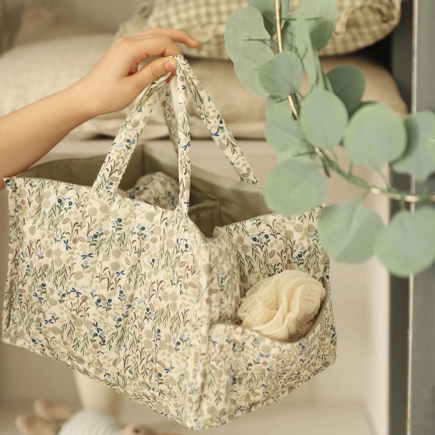 Quilted Nappy Caddy Organiser (Riverbank)