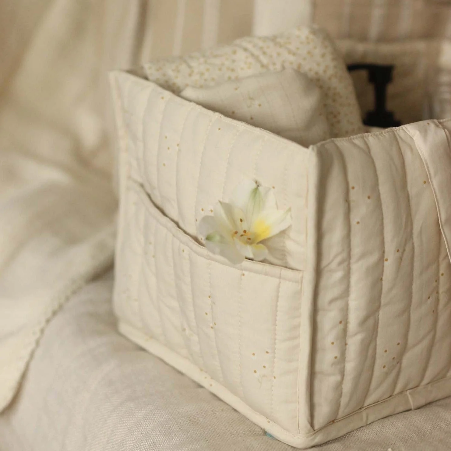 Quilted Nappy Caddy Organiser (Wild Chamomile) - Image 4