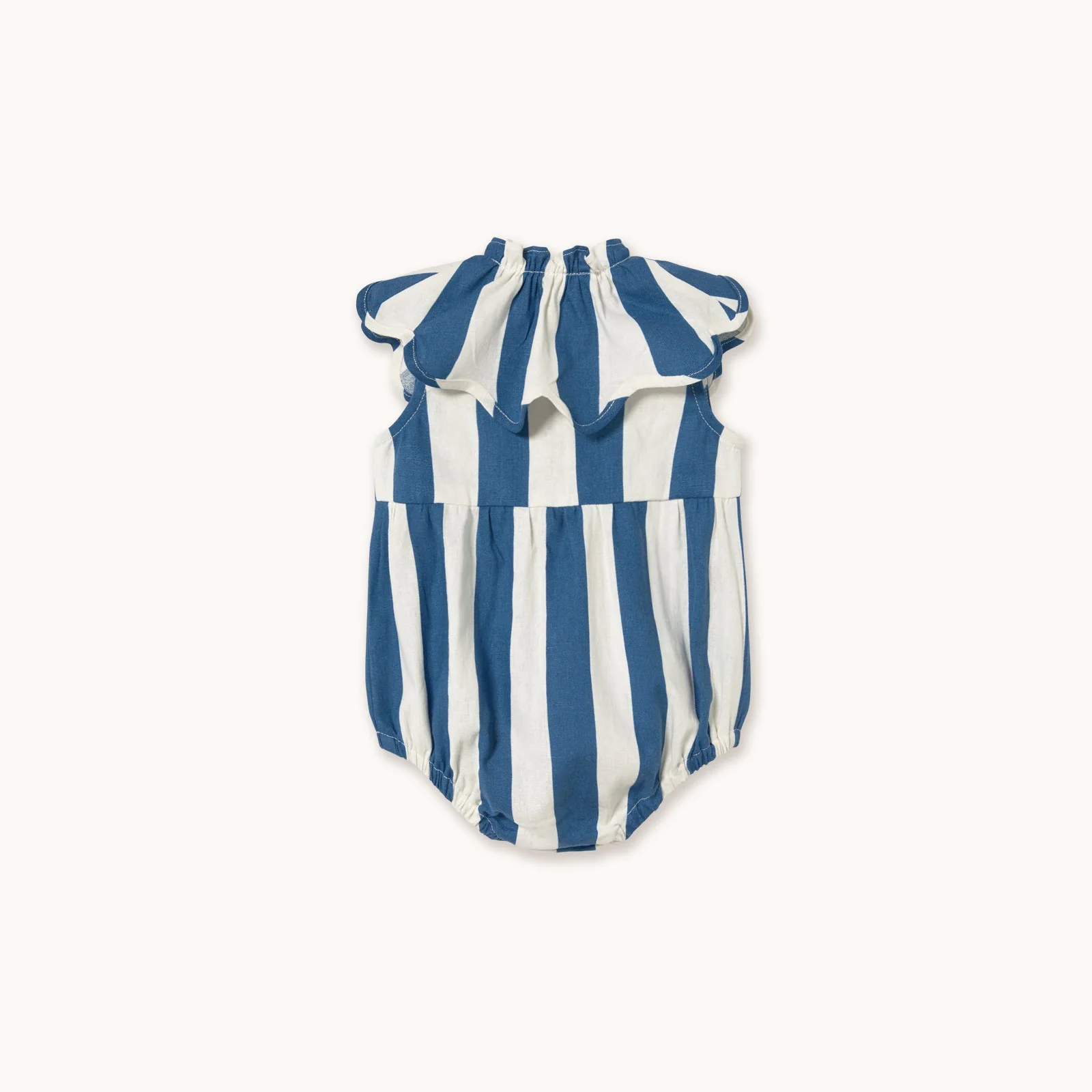 Navy Stripes Collared Cotton Baby Romper - Image 3