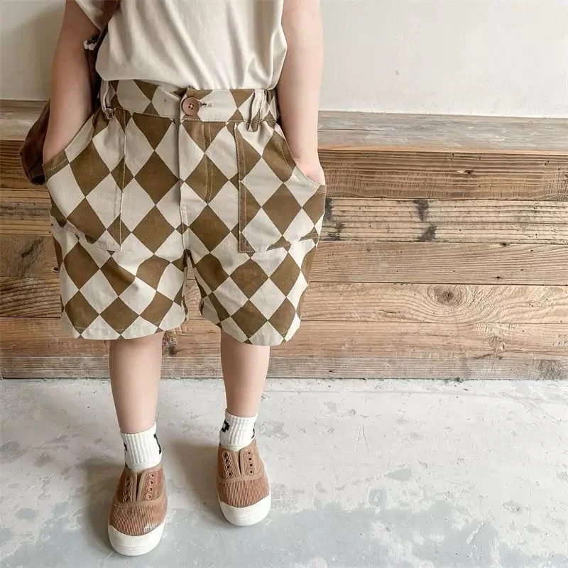 Nia Diamond Checkerboard Shorts (Brown)