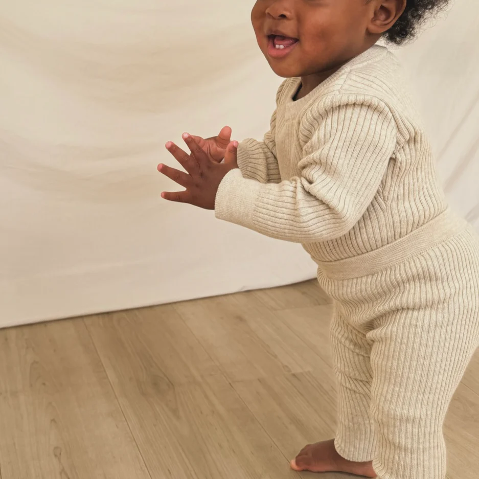 Noa Cotton Rib Knit Baby Bodysuit (Wheat) - Image 7