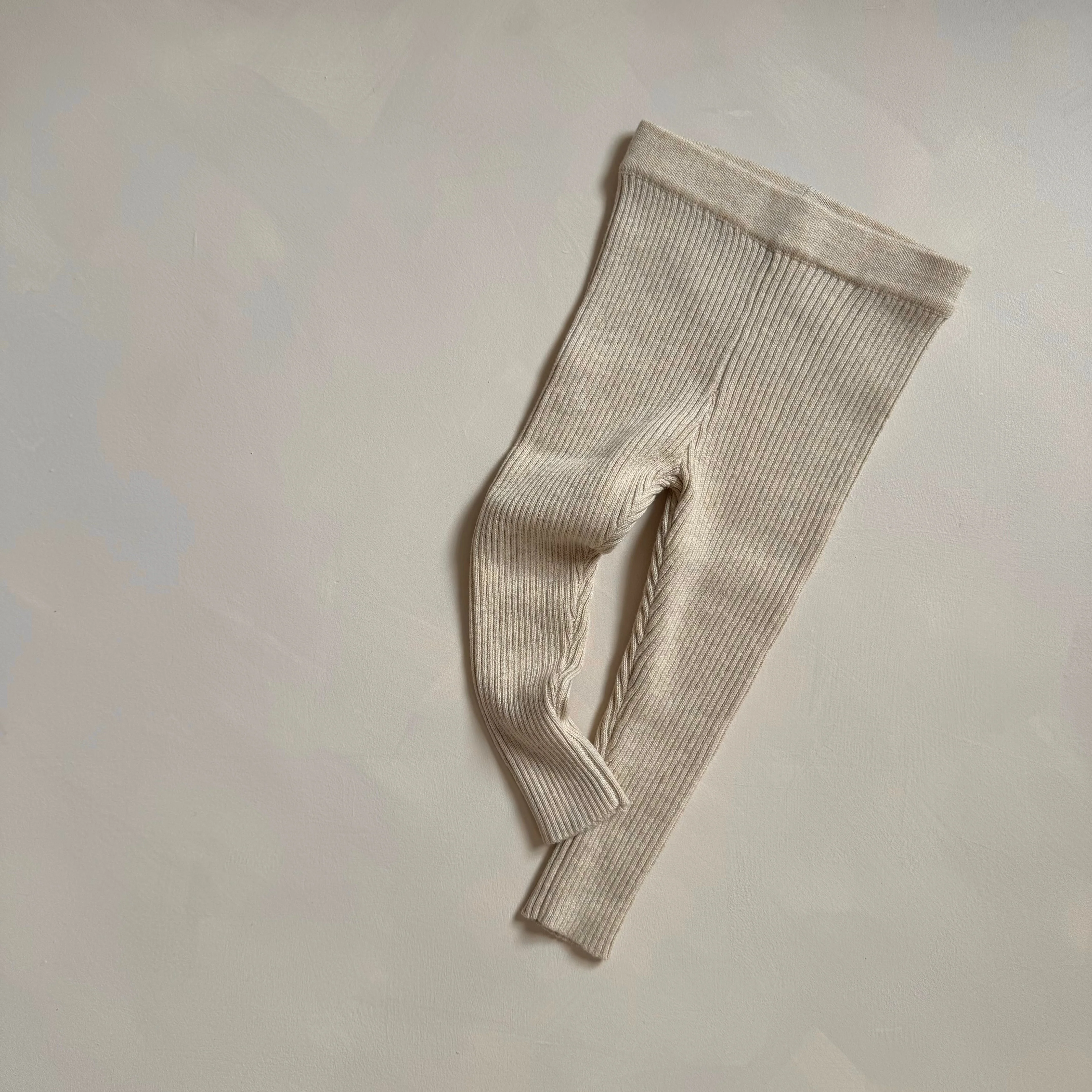 Noa Cotton Ribbed Knit Leggings (Wheat) - Image 4