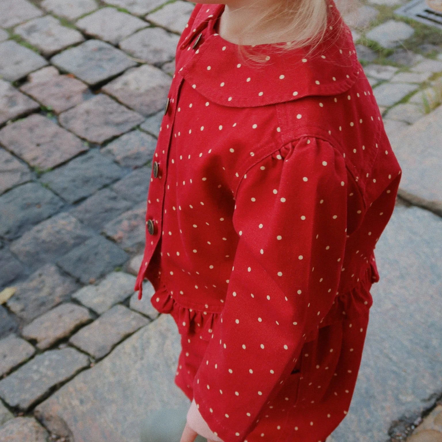 Nola Polkadot Jacket with Frilled Hems (Strawberry Dot) - Image 2