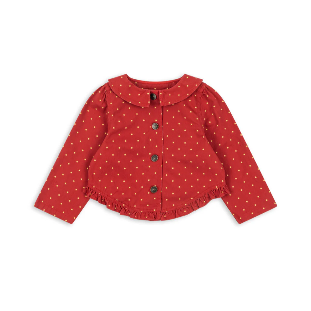 Nola Polkadot Jacket with Frilled Hems (Strawberry Dot) - Image 3
