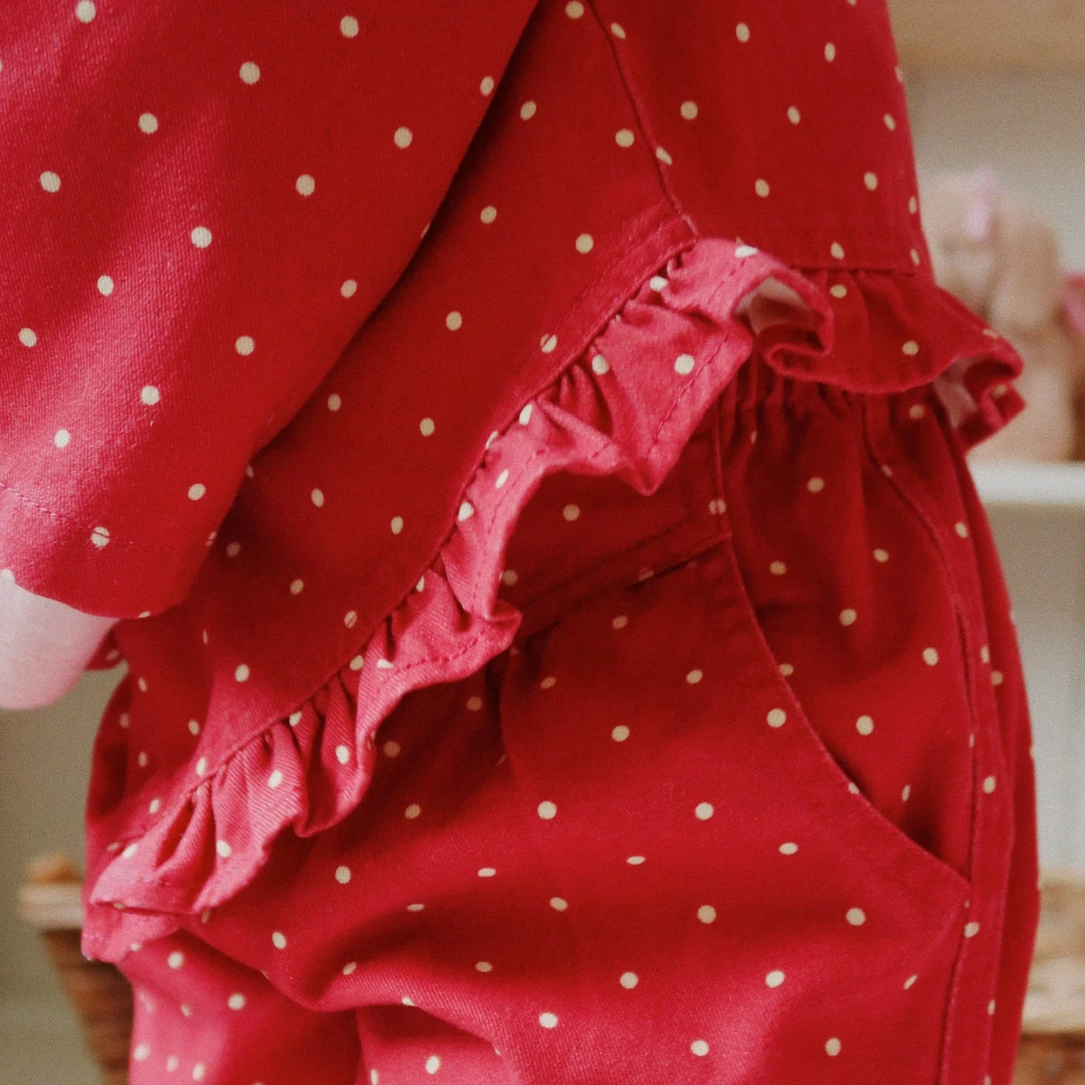 Nola Polkadot Jacket with Frilled Hems (Strawberry Dot) - Image 5