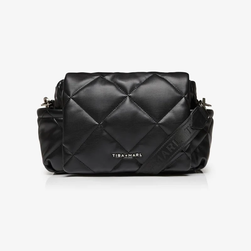 Nova Eco Compact Cross-Body Faux Leather Quilted Changing Bag (Black) - Image 5