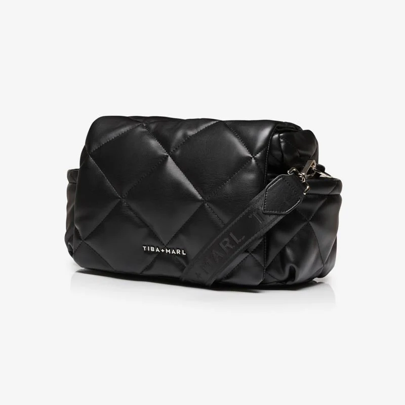 Nova Eco Compact Cross-Body Faux Leather Quilted Changing Bag (Black) - Image 6