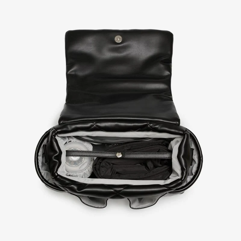 Nova Eco Compact Cross-Body Faux Leather Quilted Changing Bag (Black) - Image 8