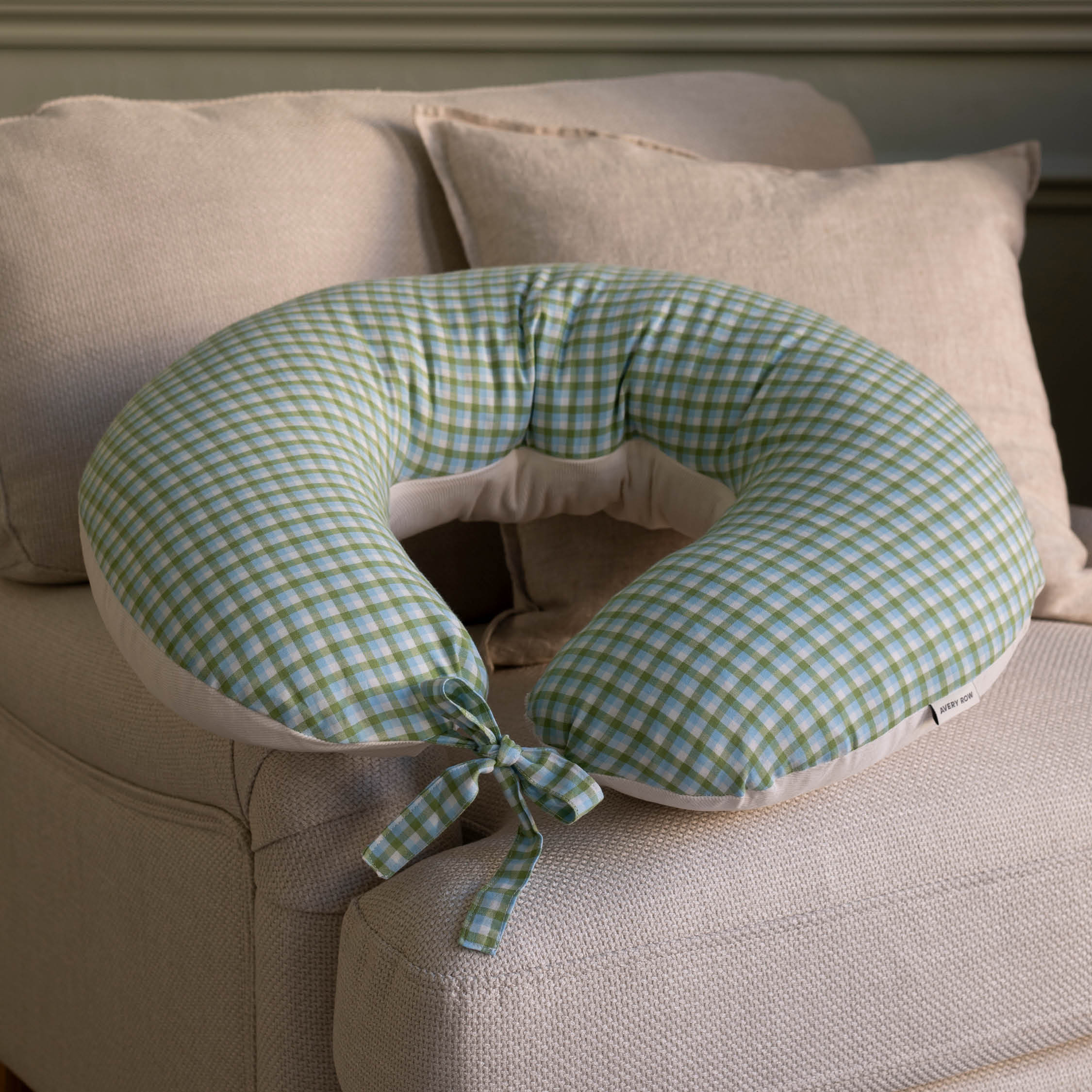 Organic Cotton Nursing Pillow Cover (Greenhouse Gingham) - Image 3