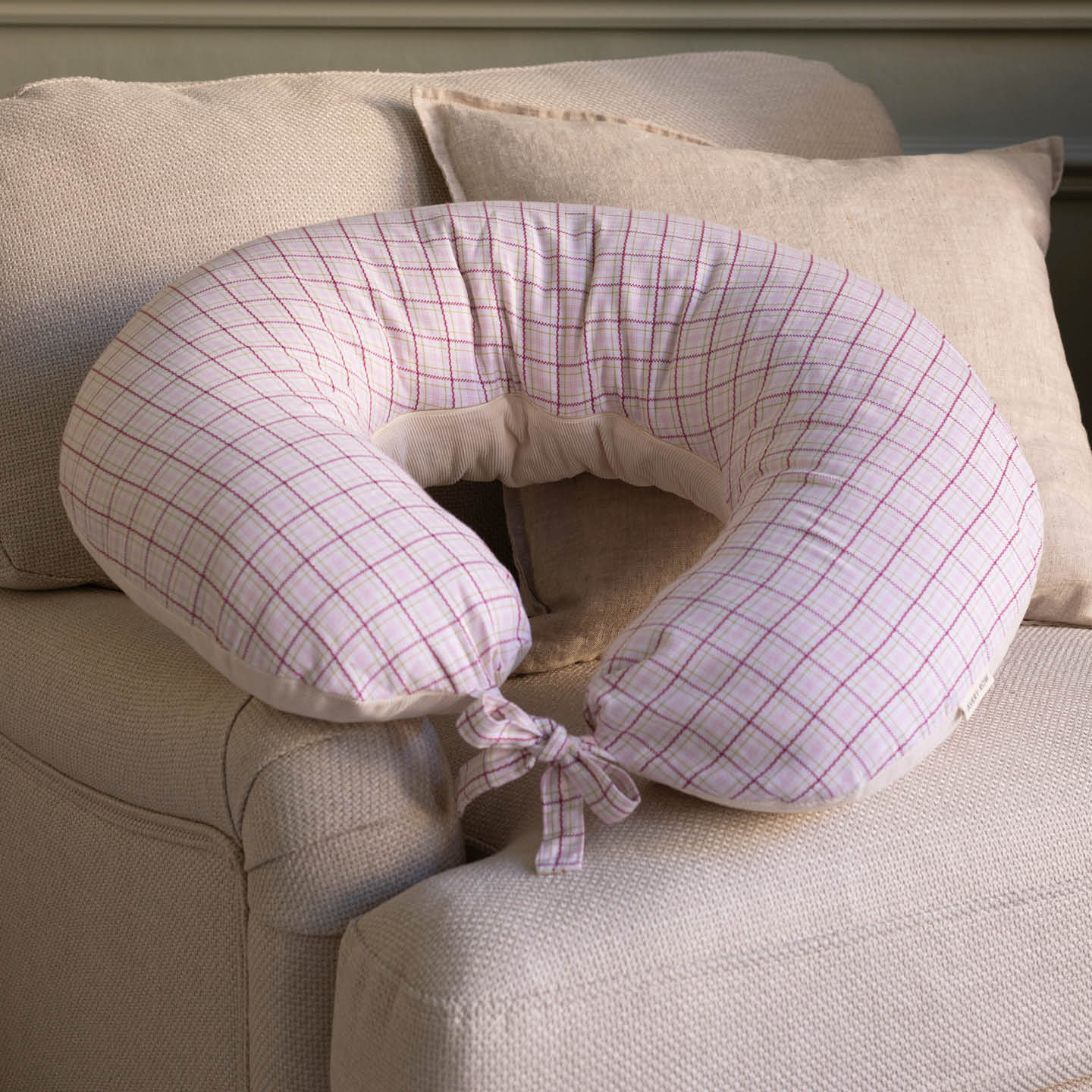 Organic Cotton Nursing Pillow (Pink Check)