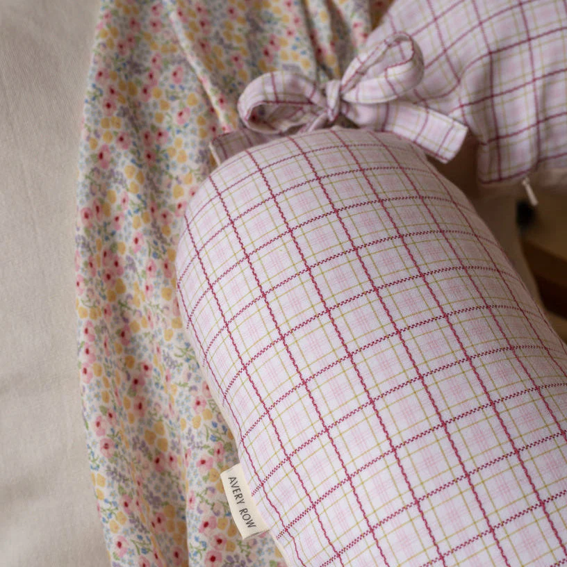 Organic Cotton Nursing Pillow (Pink Check) - Image 2