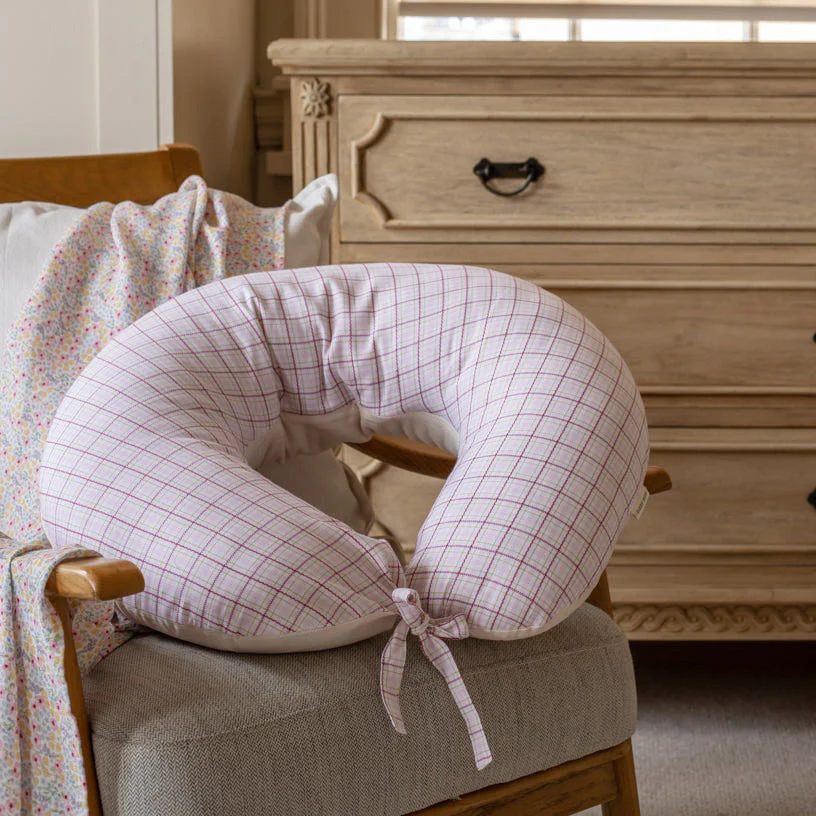 Organic Cotton Nursing Pillow (Pink Check) - Image 3