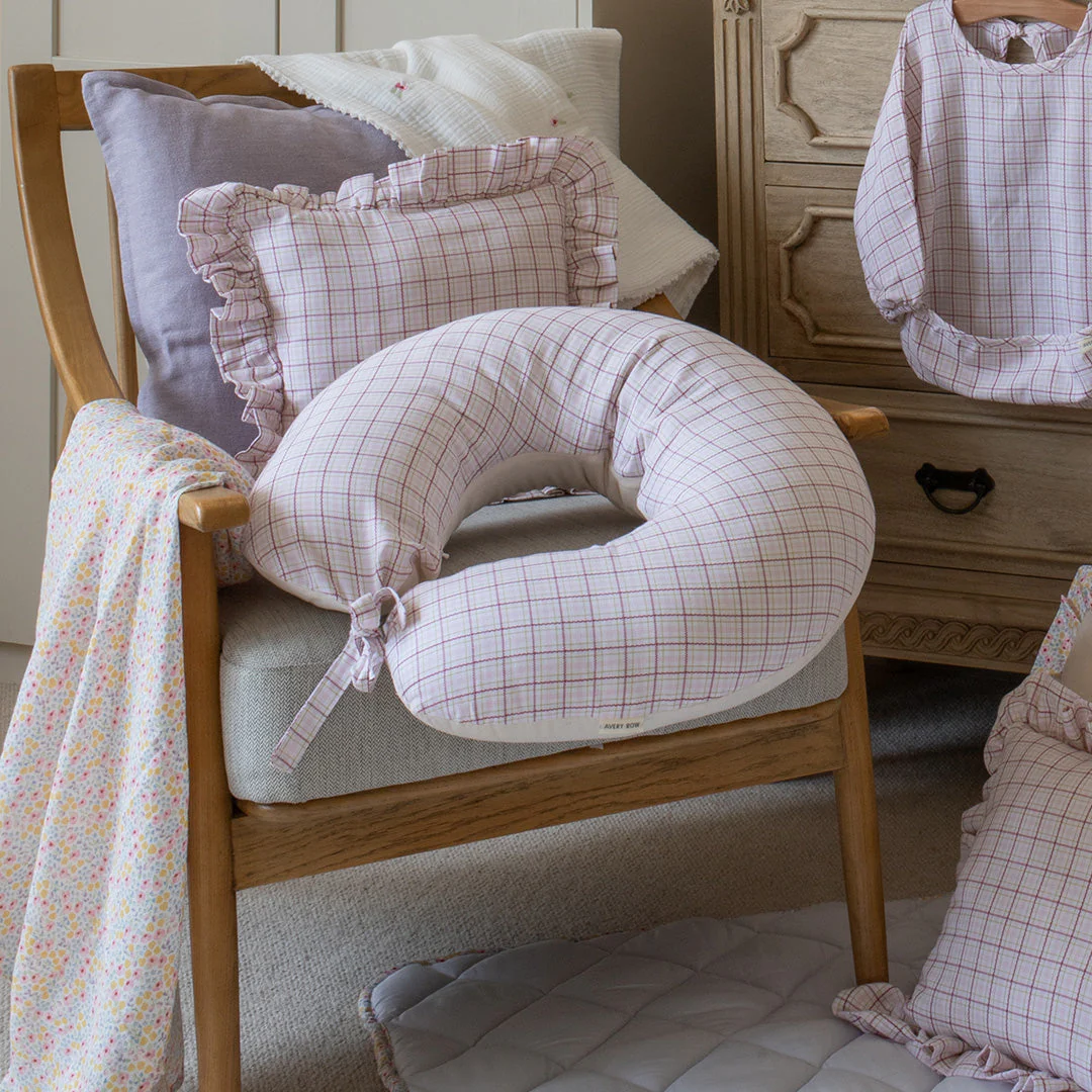 Organic Cotton Nursing Pillow (Pink Check) - Image 5