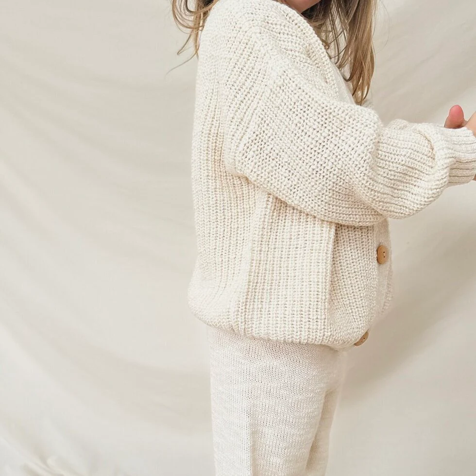 Oatmeal Teddy Oversized Cotton Cardigan - Image 3