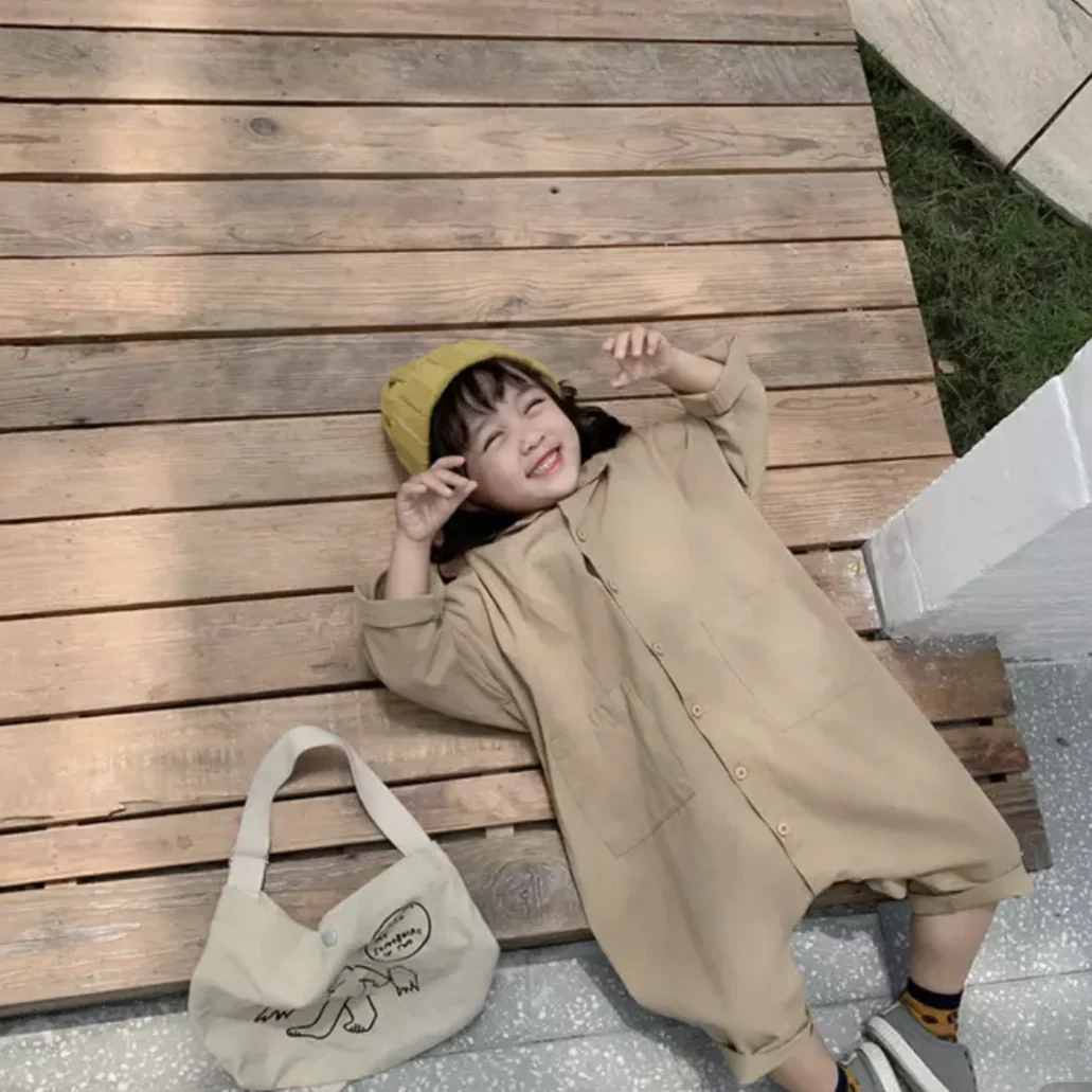 I Love My Mummy Romper Overalls (Khaki Beige) - Image 3