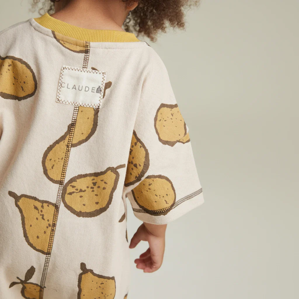Opal Pear Print Cotton Playsuit Romper (Almond) - Image 11