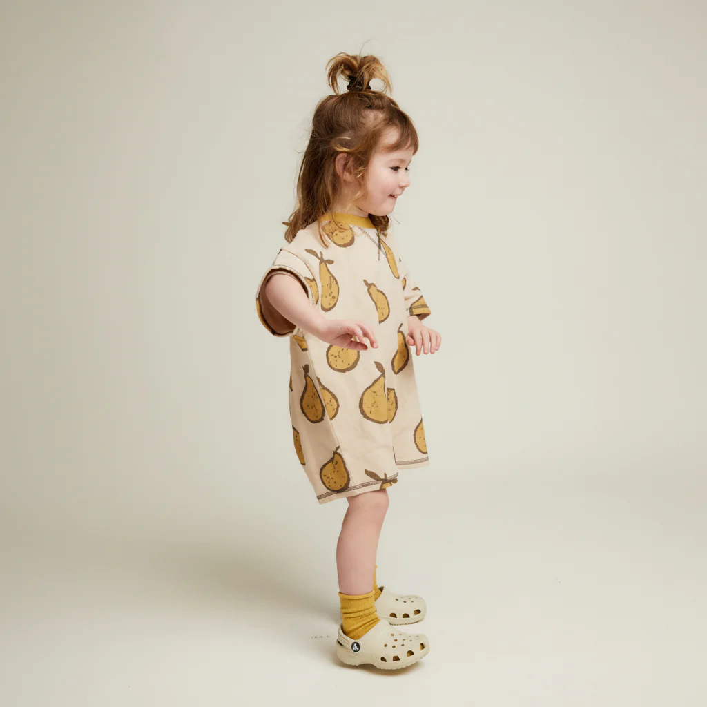 Opal Pear Print Cotton Playsuit Romper (Almond) - Image 3