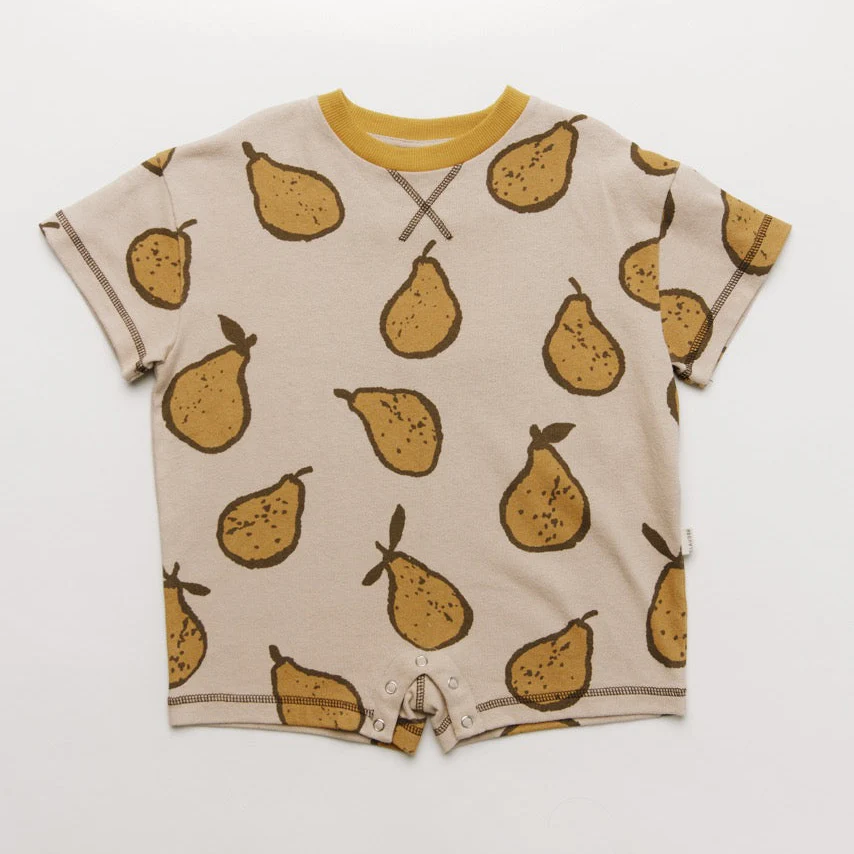 Opal Pear Print Cotton Playsuit Romper (Almond) - Image 9