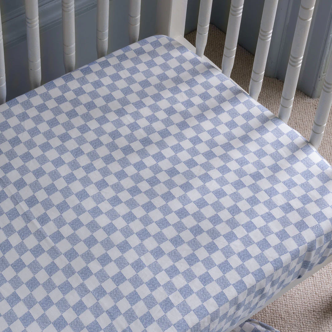 Organic Cotbed Fitted Sheet (Waves)