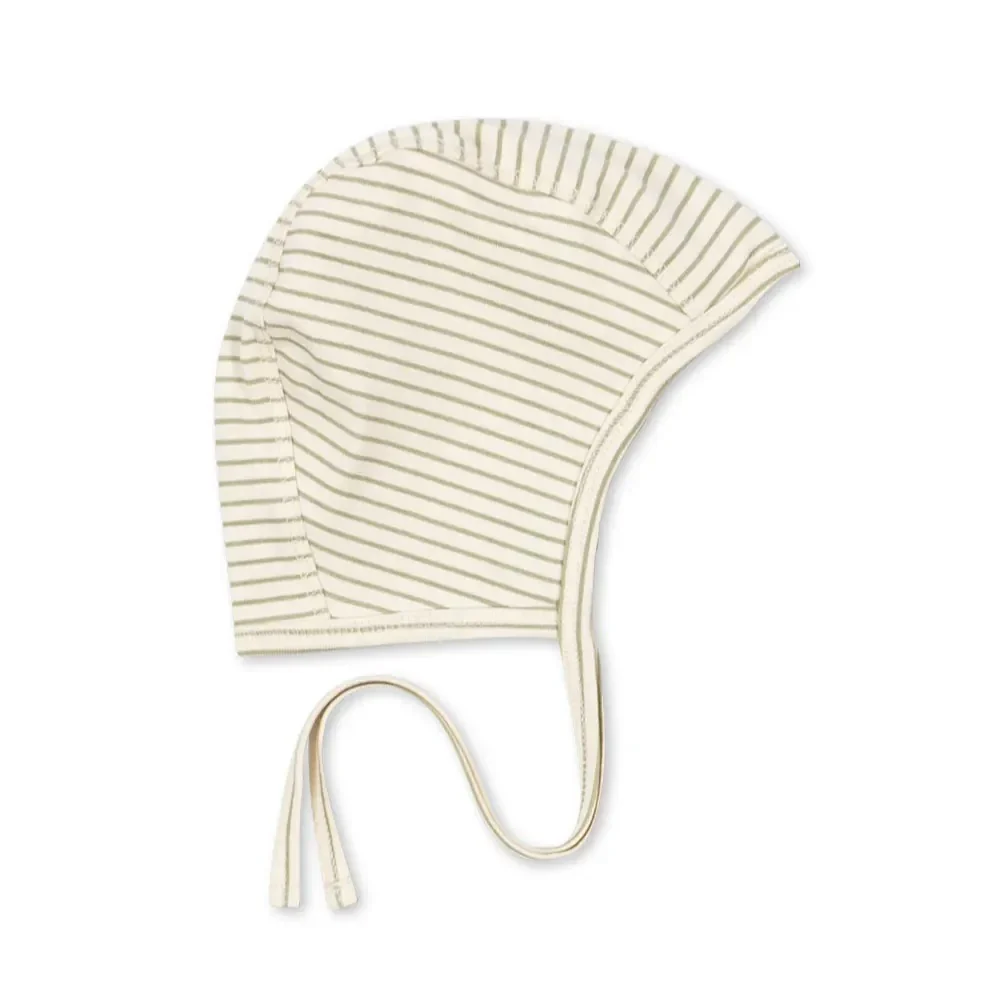 Organic Cotton Baby Bonnet (Tea Stripe) - Image 2