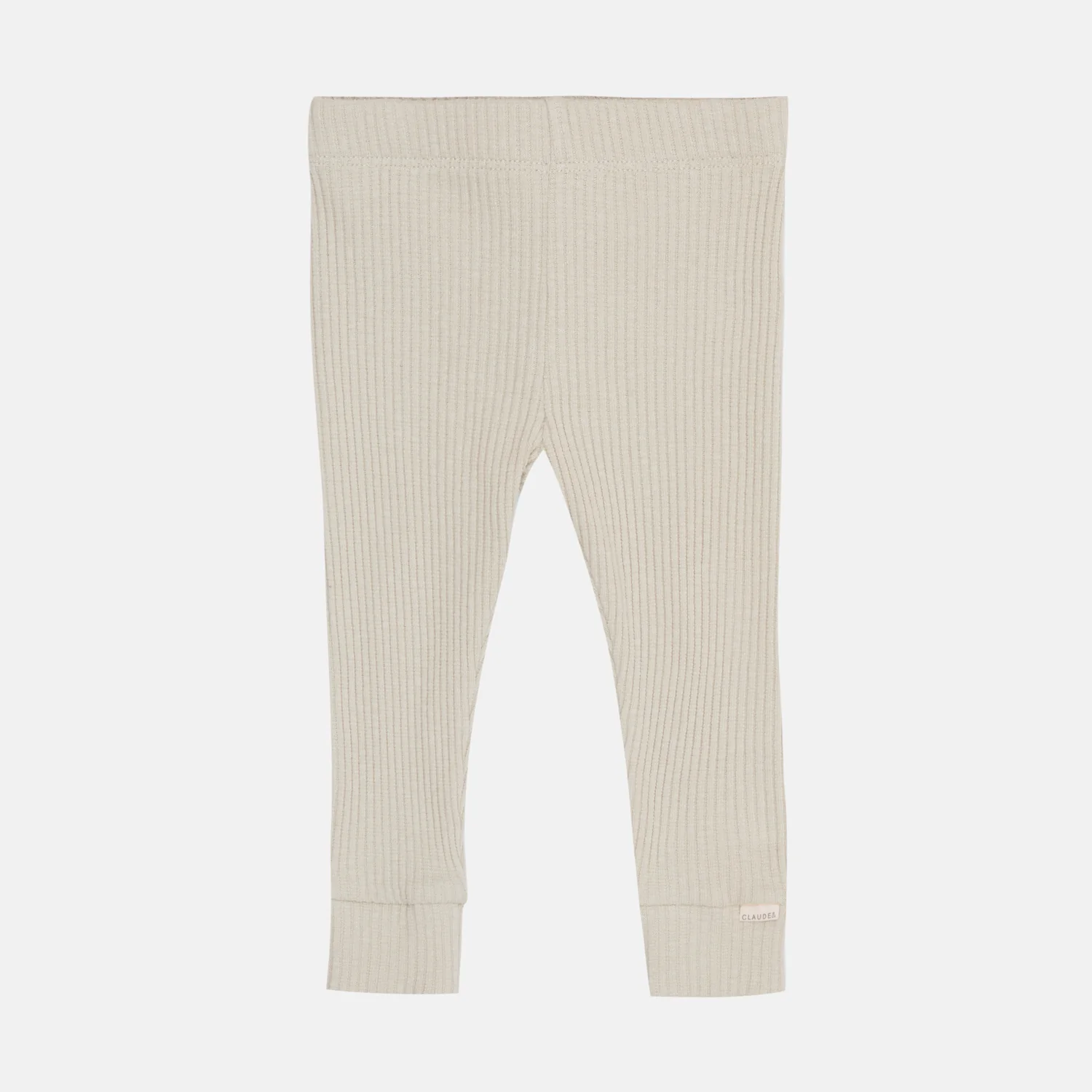 Organic Cotton Ribbed Baby Leggings (Oat) - Image 3