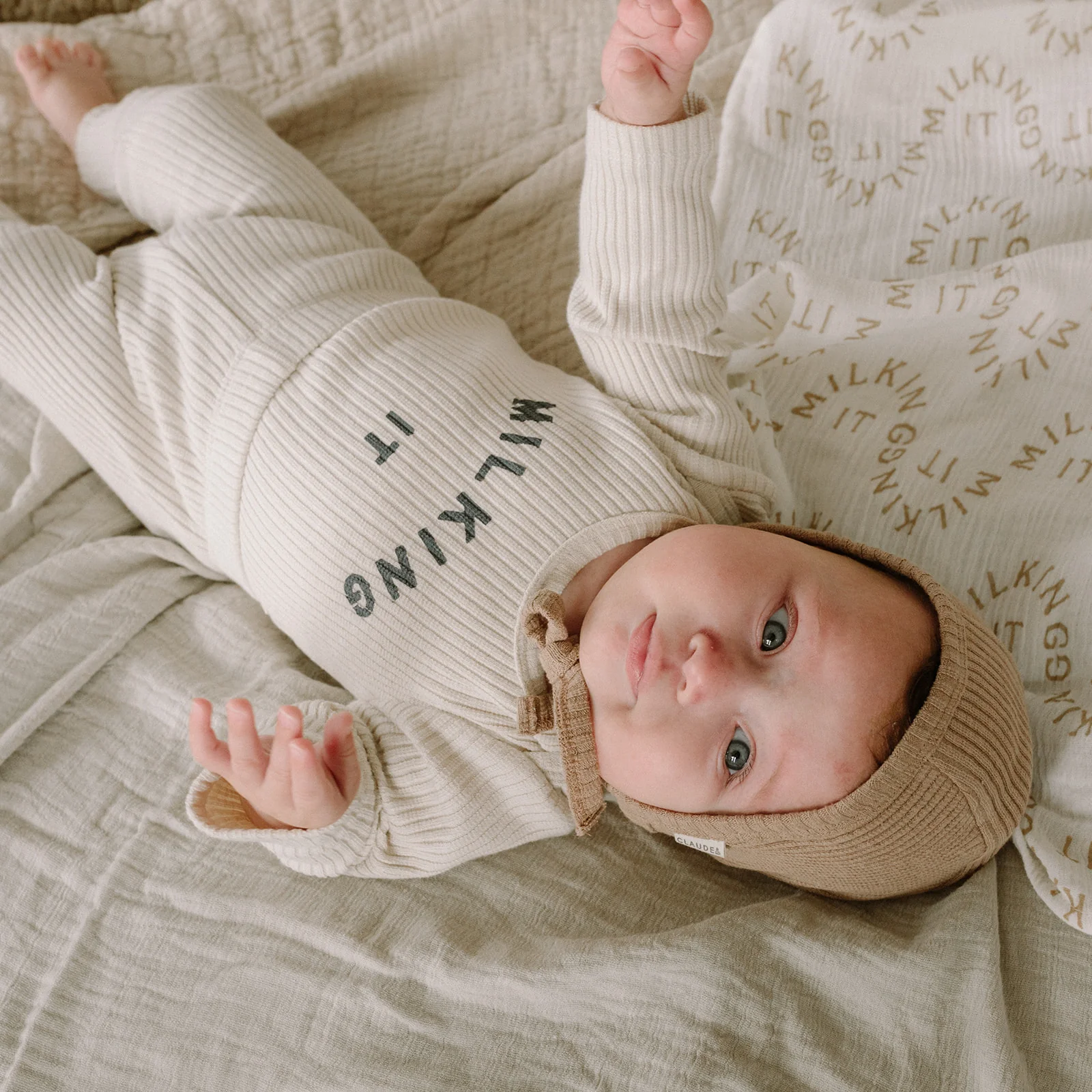 Organic Cotton Ribbed Baby Leggings (Oat) - Image 6