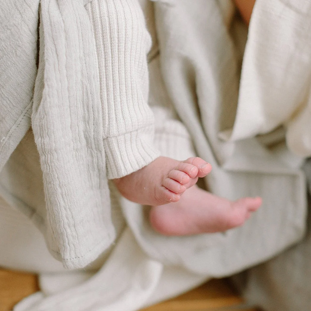 Organic Cotton Ribbed Baby Leggings (Oat) - Image 7