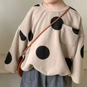 Otis Oversize Dot Pocket Fleece Lined Sweatshirt (Beige)