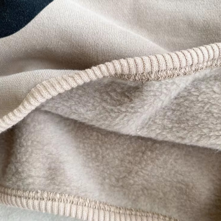 Otis Oversize Dot Pocket Fleece Lined Sweatshirt (Beige) - Image 3