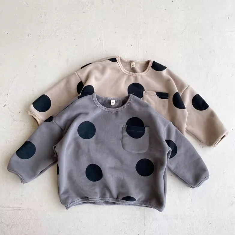 Otis Oversize Dot Pocket Fleece Lined Sweatshirt (Beige) - Image 6