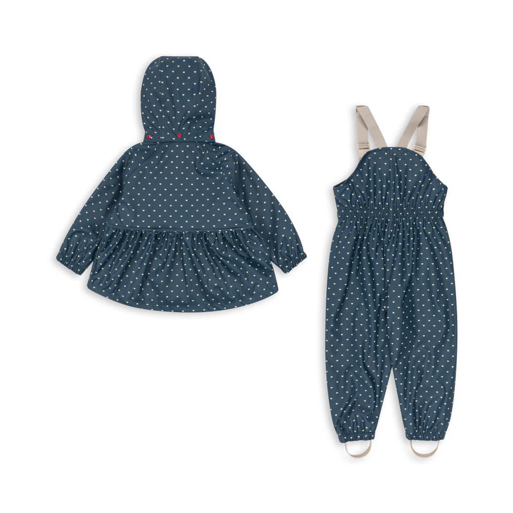 Palme Heart Print Rainy Day Jacket and Overalls Set (Heart Blues) - Image 2