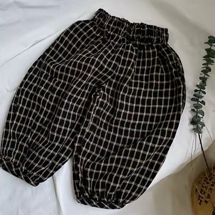 Paolo Plaid Check Oversize Trousers (Black) - Image 6