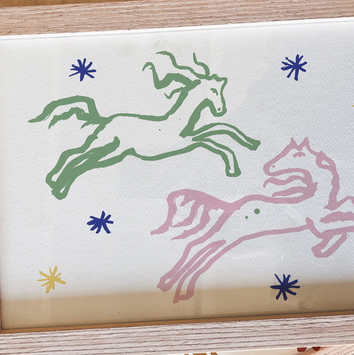 Pink & Green Horses Art Print - Image 3