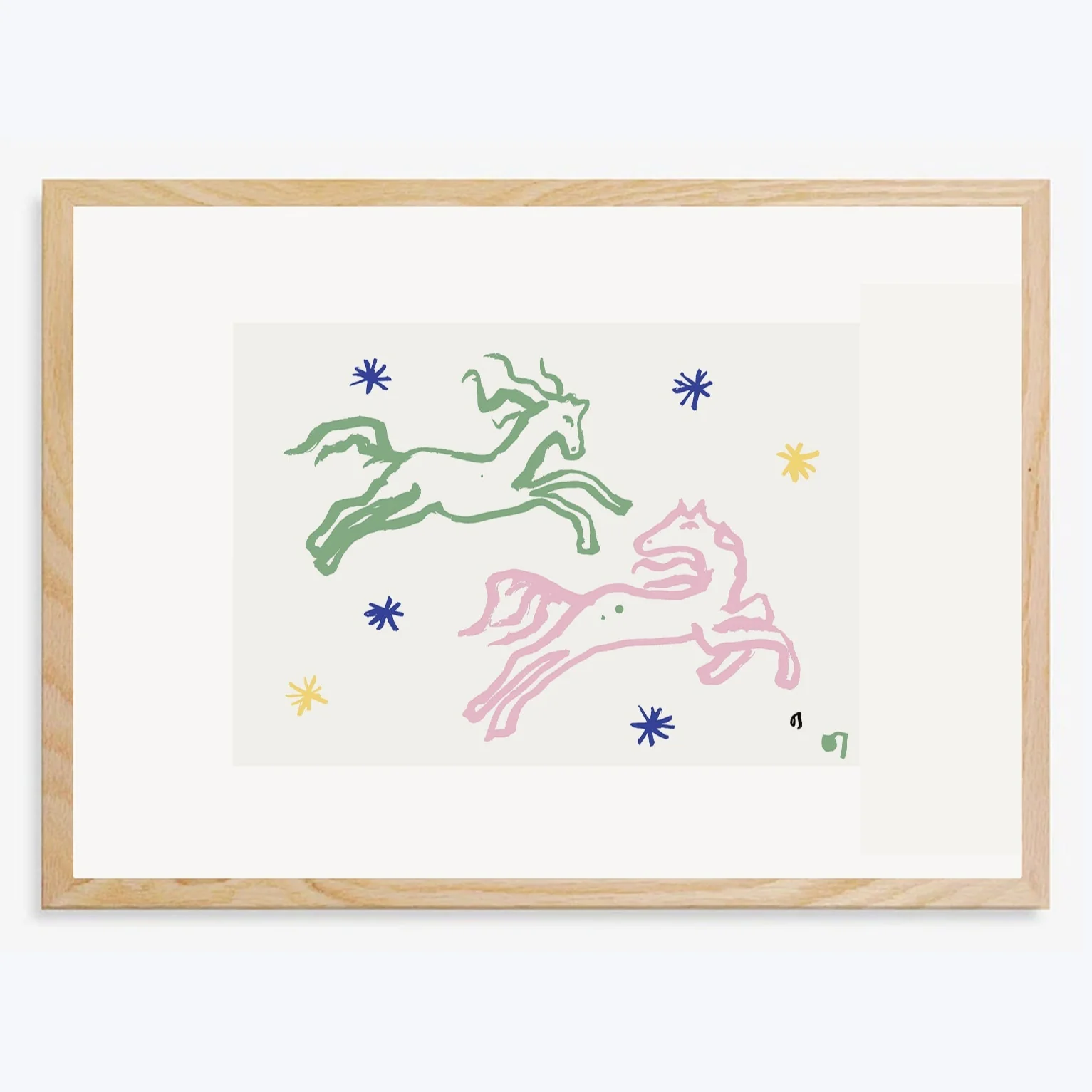 Pink & Green Horses Art Print - Image 4