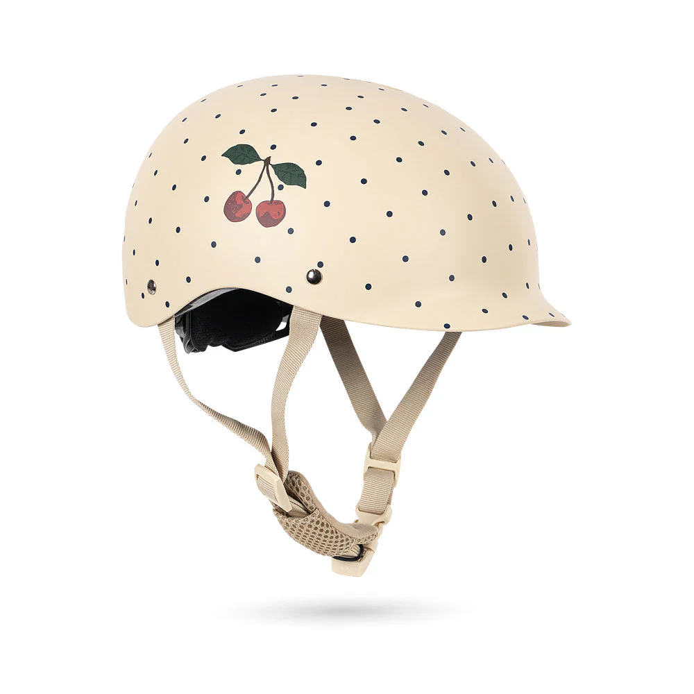 Polka Dot Cherry Print Bicycle Helmet (Navy Dot)