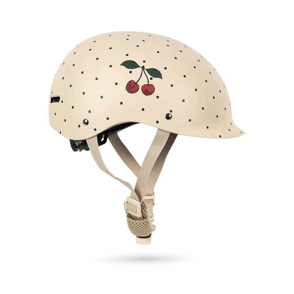 Polka Dot Cherry Print Bicycle Helmet (Navy Dot) - Image 2