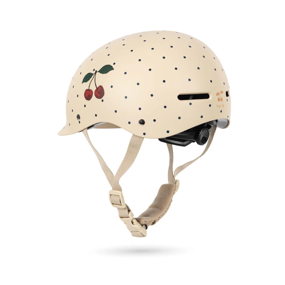 Polka Dot Cherry Print Bicycle Helmet (Navy Dot) - Image 3