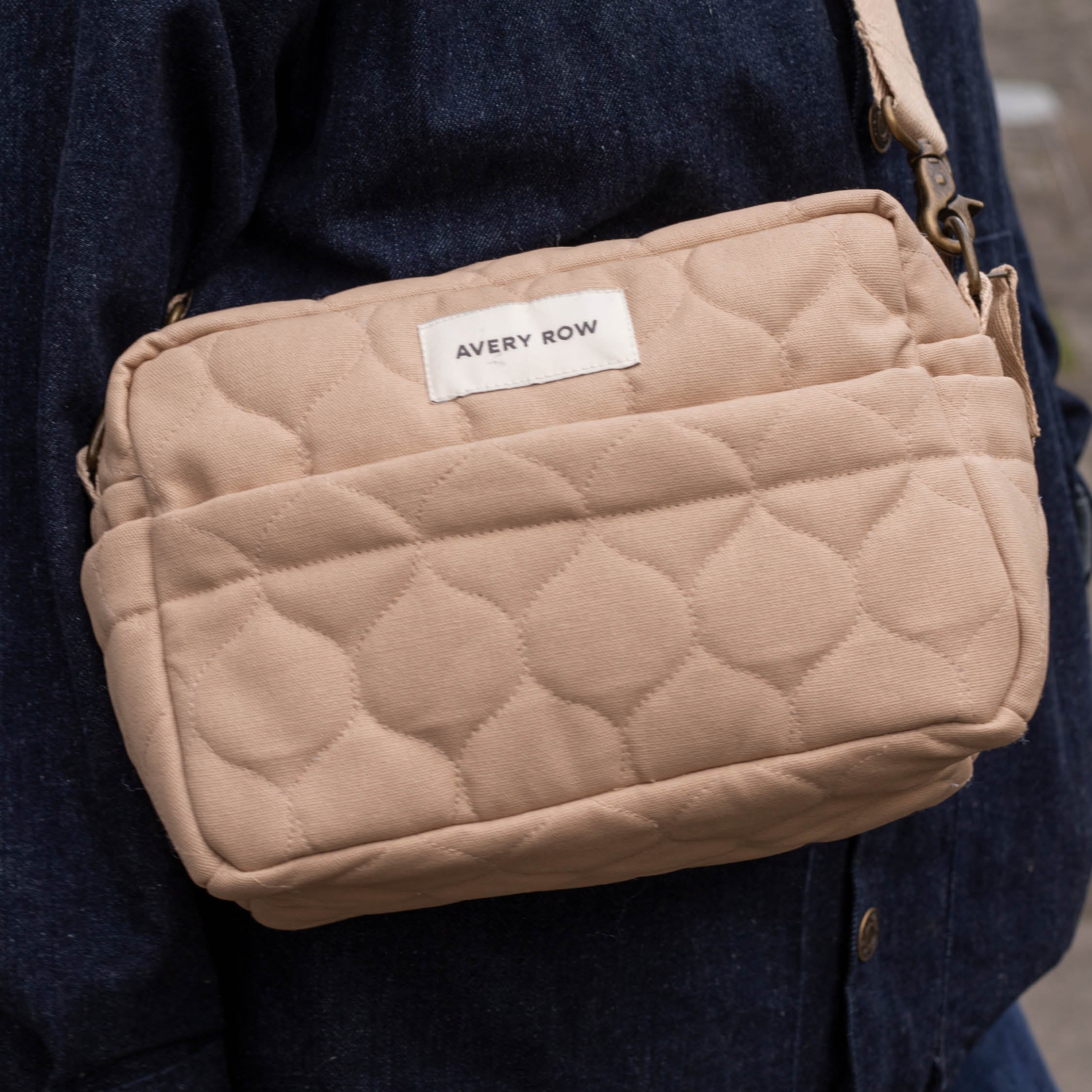 Quilted Cotton Pram Organiser Cross-Body Bag (Natural) - Image 6