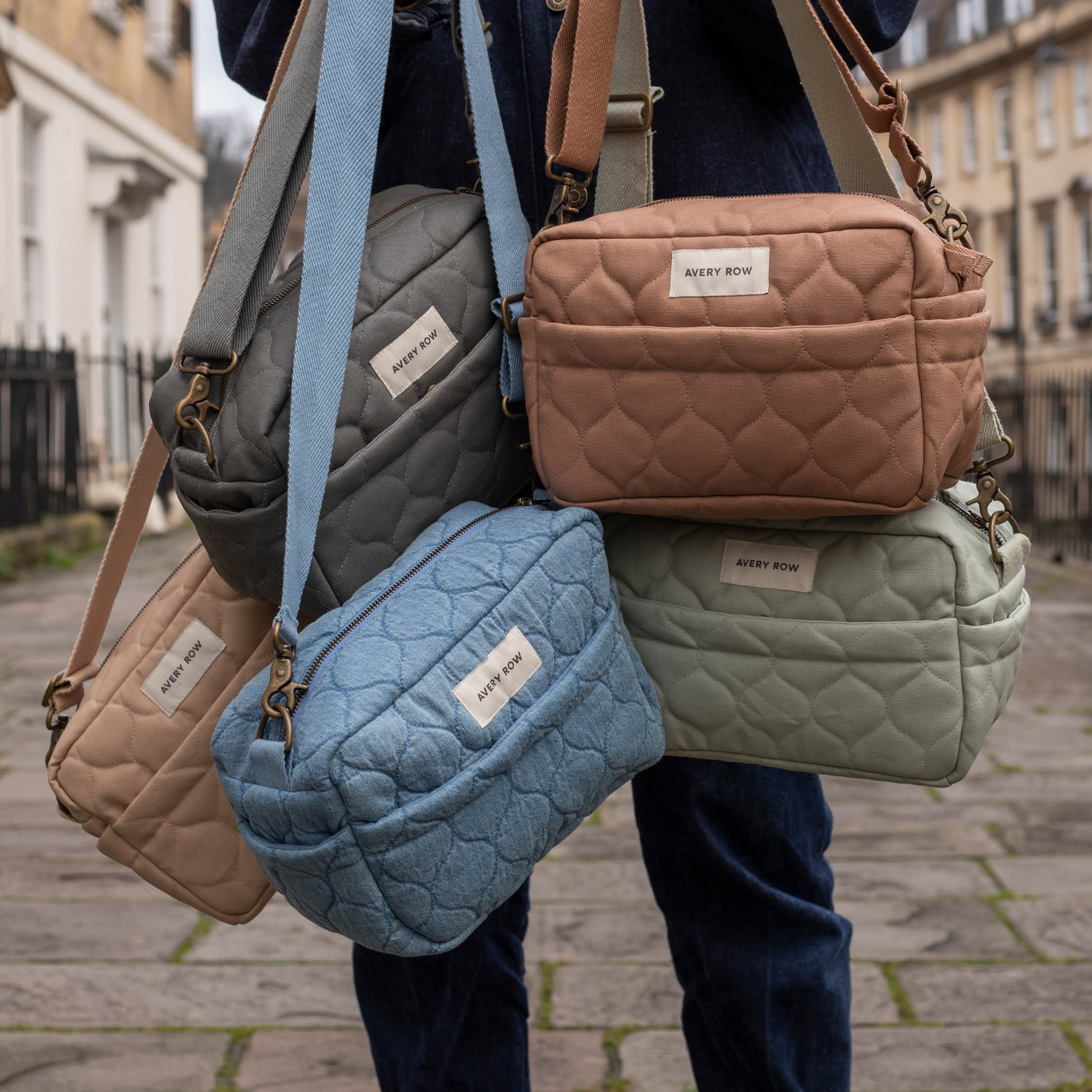 Quilted Cotton Pram Organiser Cross-Body Bag (Natural) - Image 9