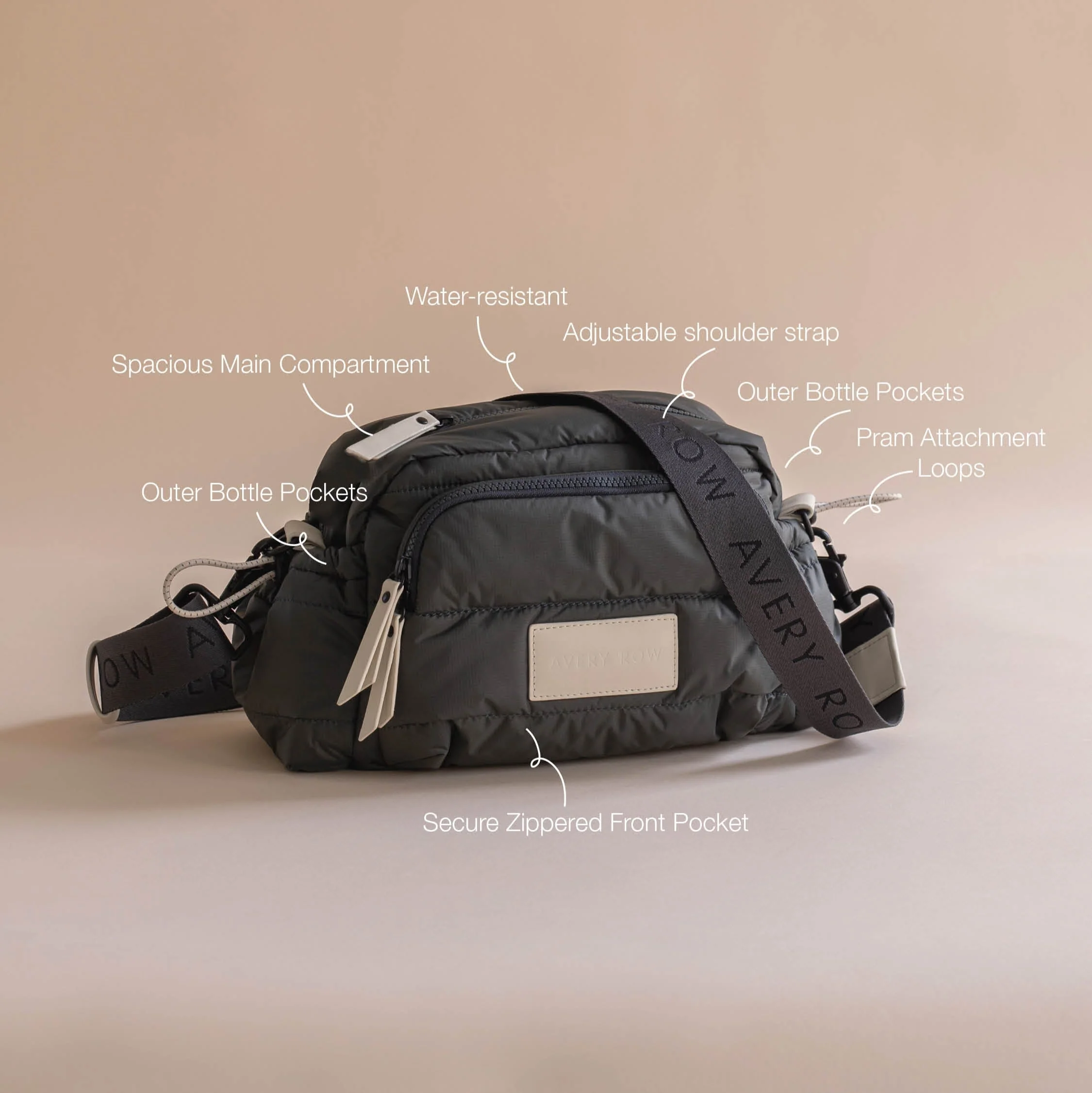 Pram Organiser Cross-Body Bag (Soft Black) - Image 4