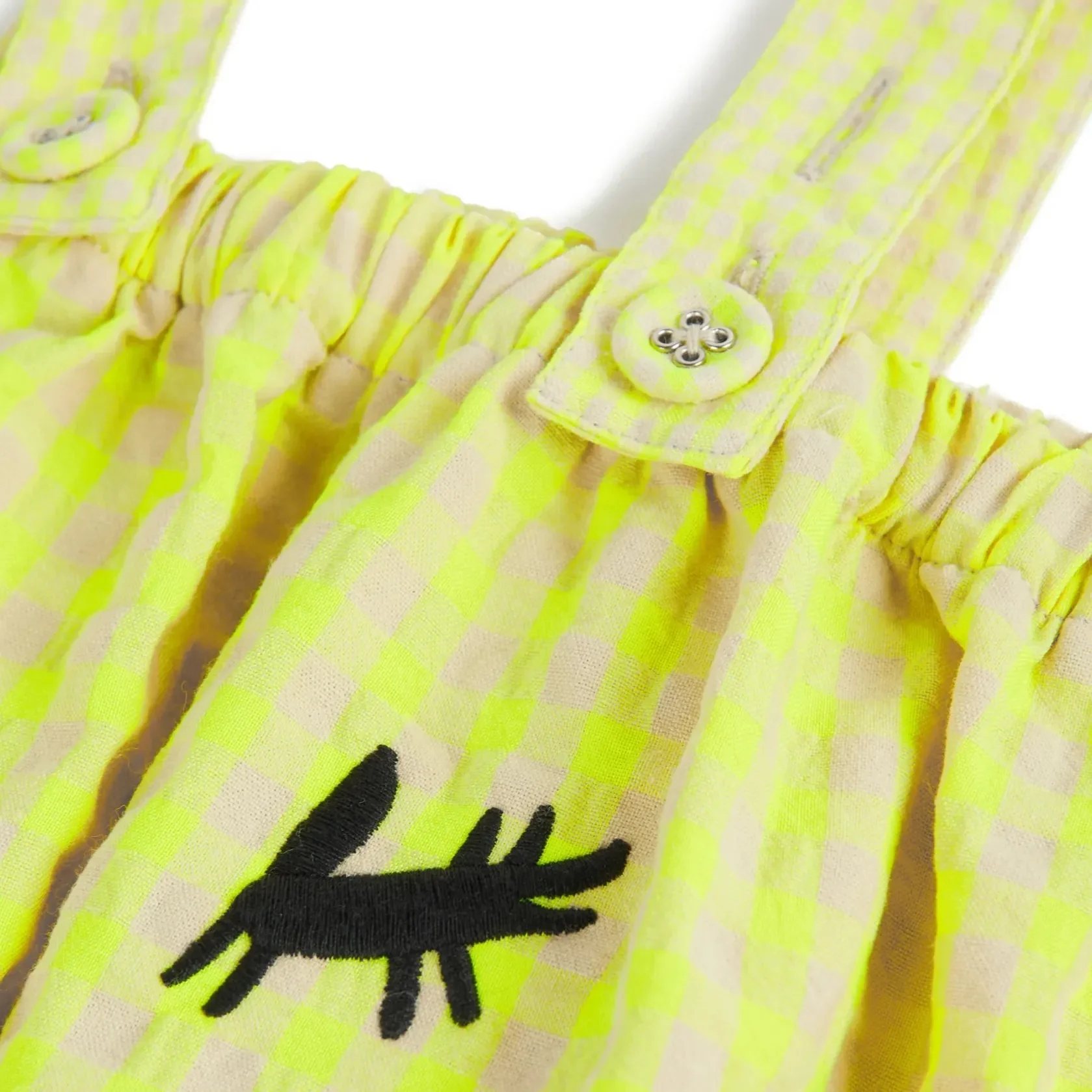 Gingham Frill Leg Baby Romper (Lime) - Image 4