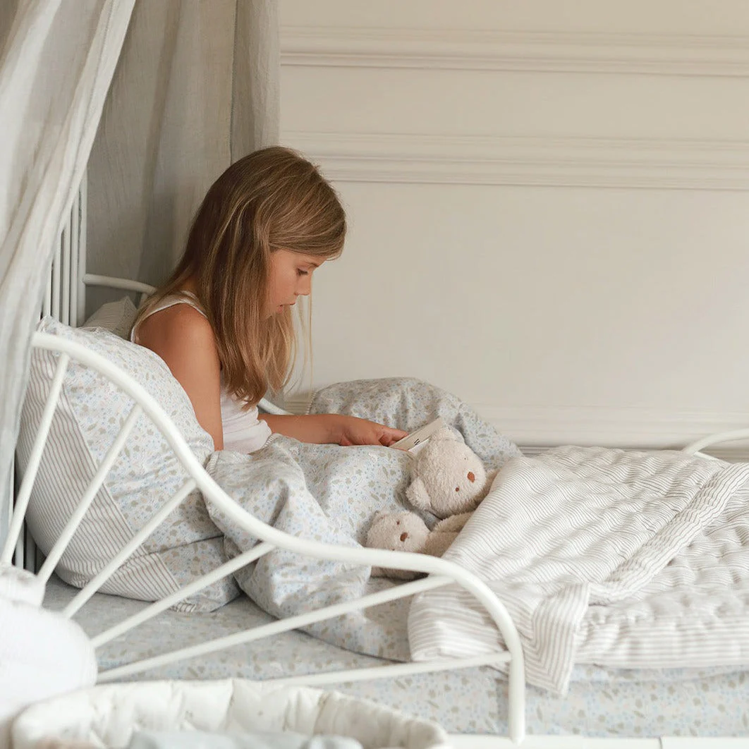 Woven Quilted Cot & Single Bedspread (Natural Stripe) - Image 10