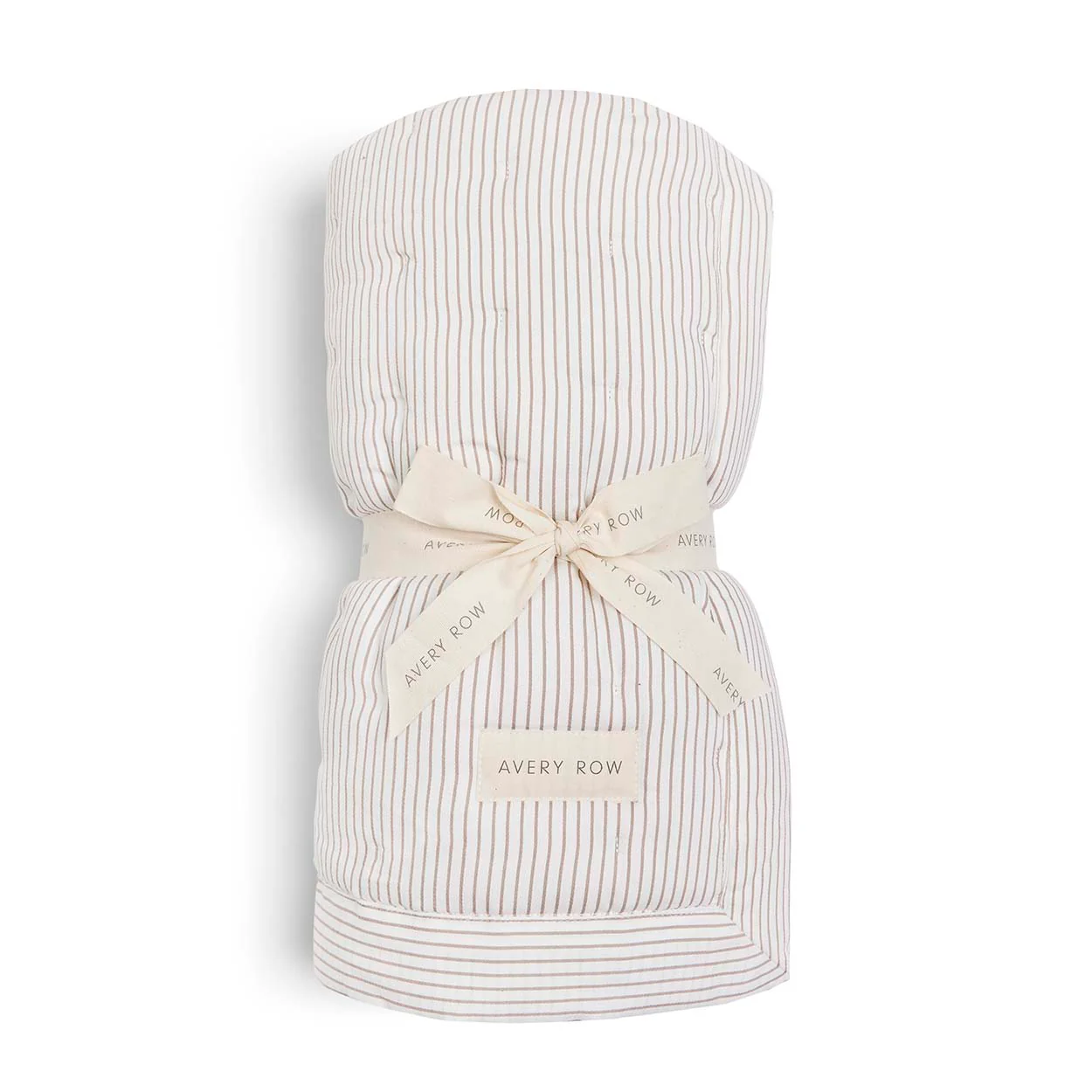 Woven Quilted Cot & Single Bedspread (Natural Stripe) - Image 3
