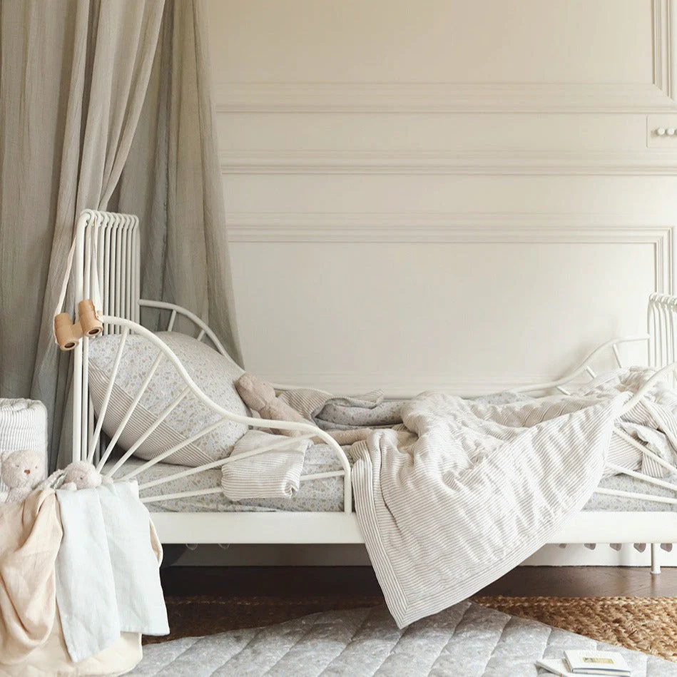 Woven Quilted Cot & Single Bedspread (Natural Stripe) - Image 7