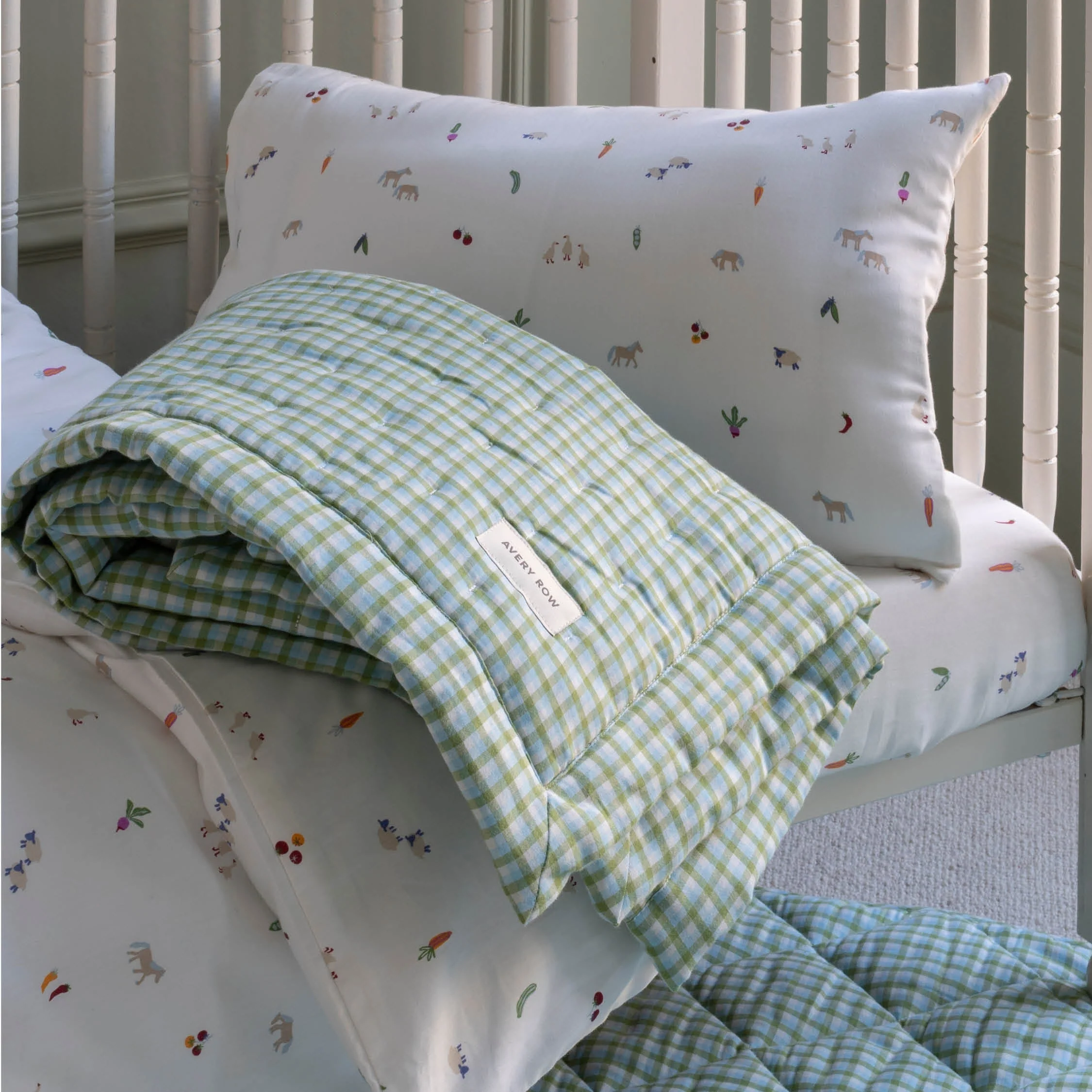 Woven Quilted Cot Bedspread (Greenhouse Gingham) - Image 3