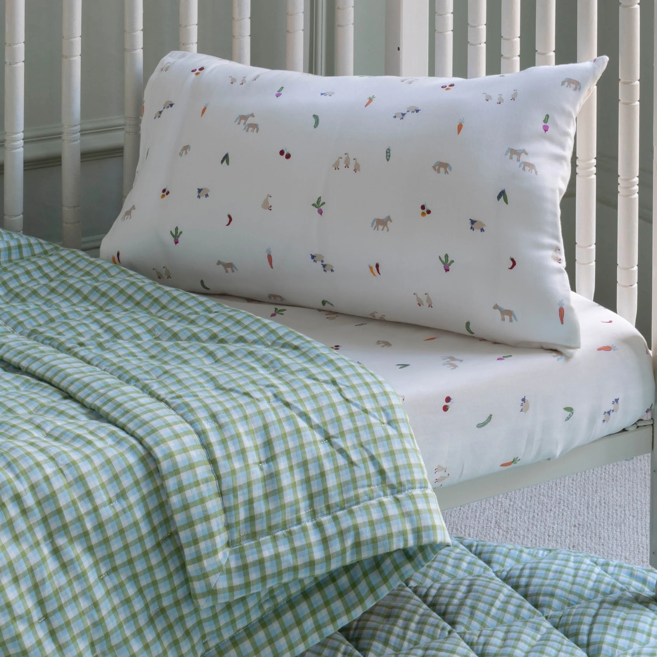 Woven Quilted Cot Bedspread (Greenhouse Gingham) - Image 5