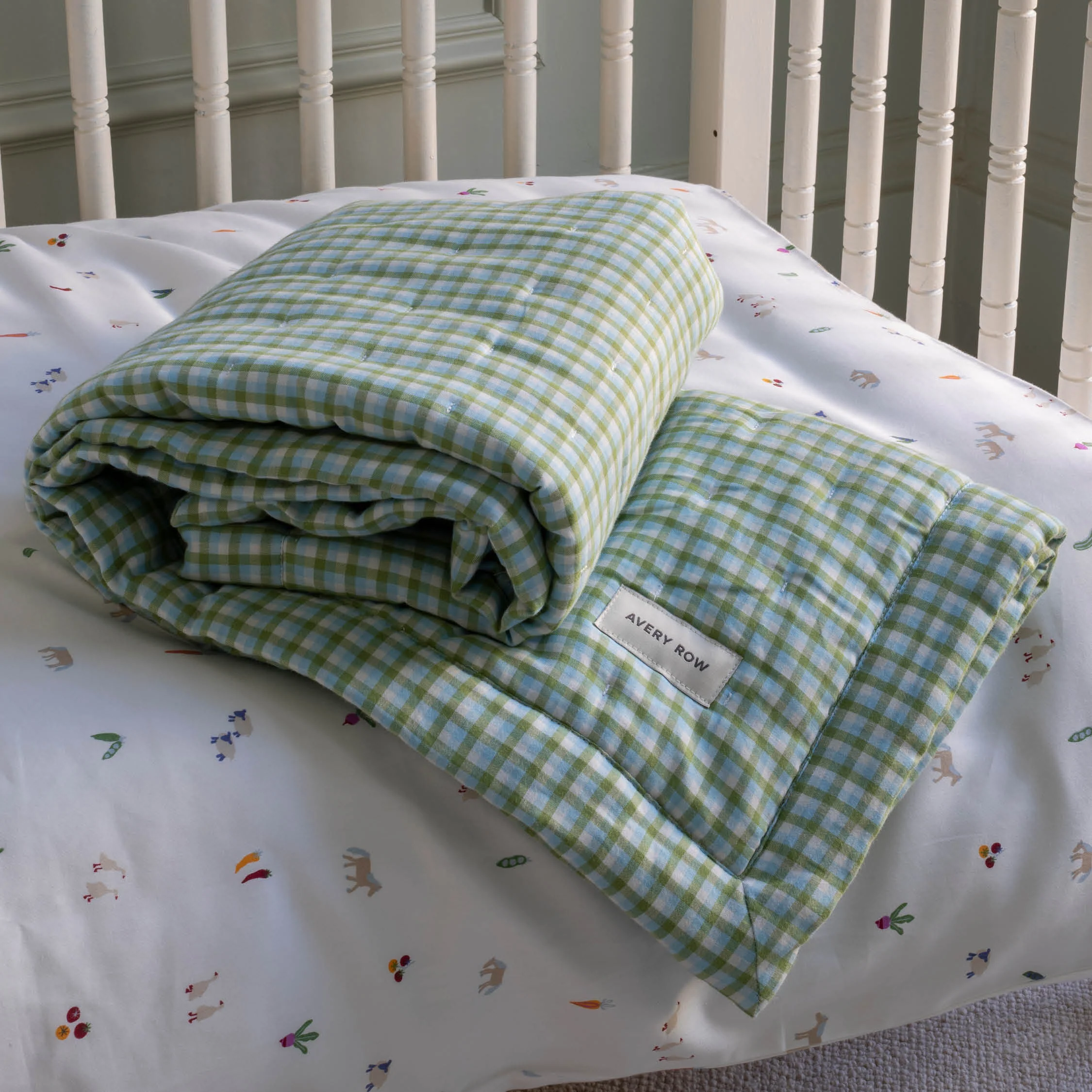 Woven Quilted Cot Bedspread (Greenhouse Gingham) - Image 6