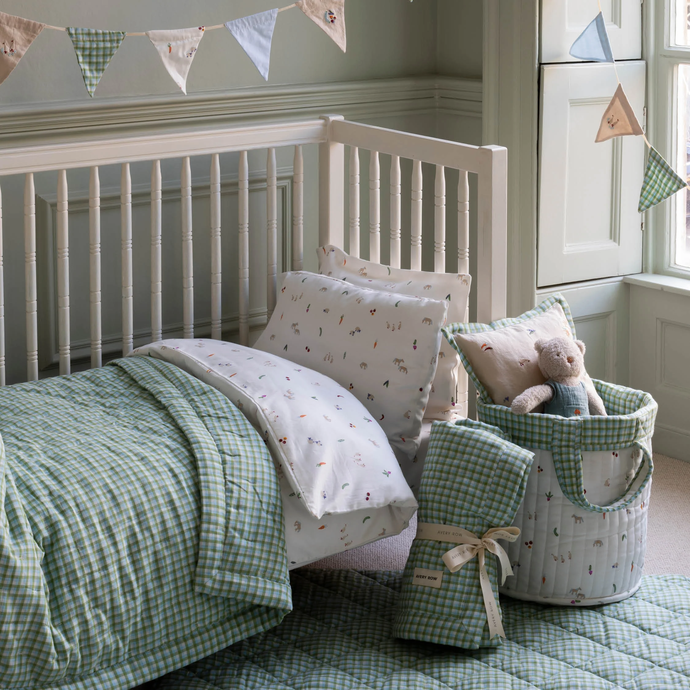 Woven Quilted Cot Bedspread (Greenhouse Gingham) - Image 7